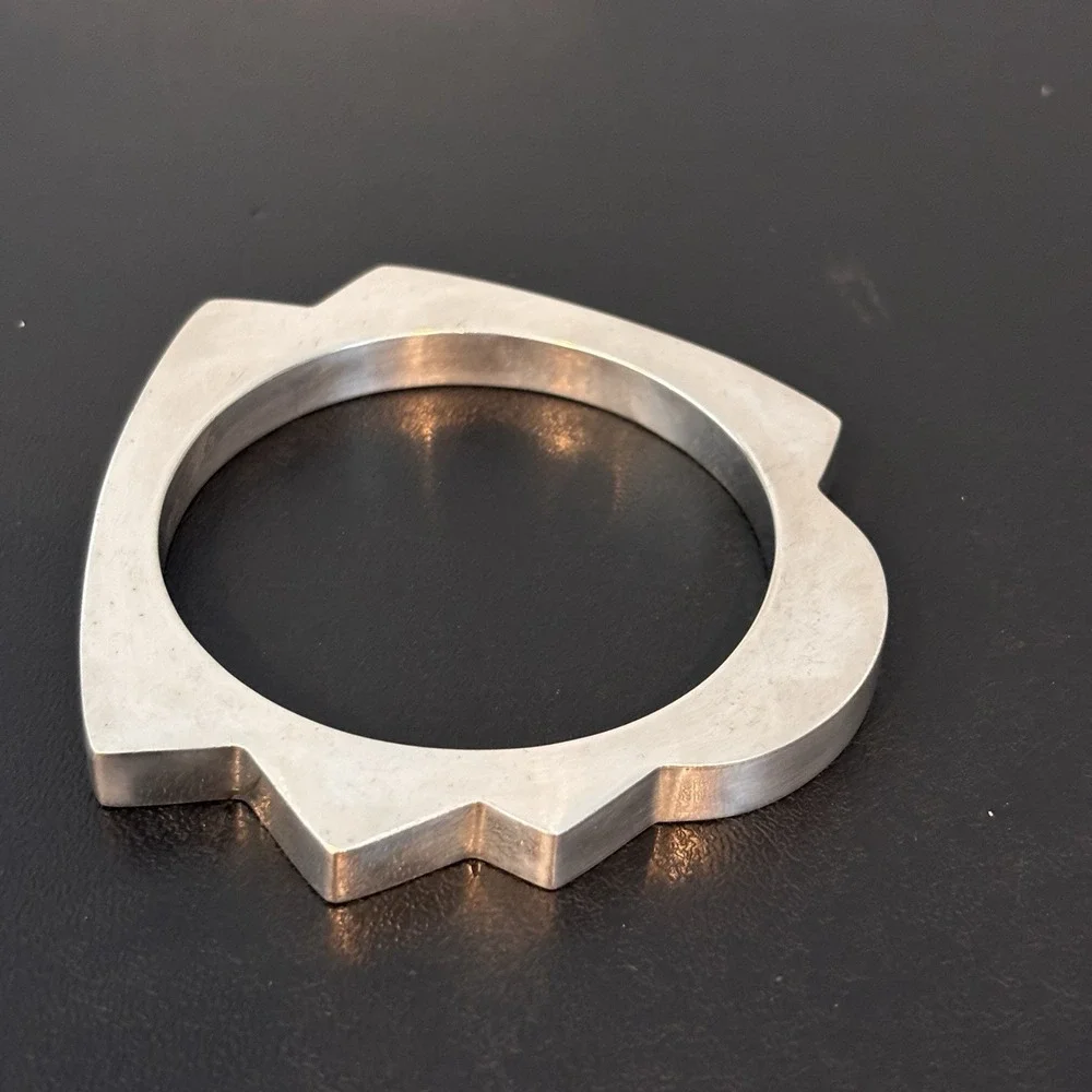 Vintage Taxco Mexico Sterling Silver Signed Abstract Modernist Bangle sz 7.5